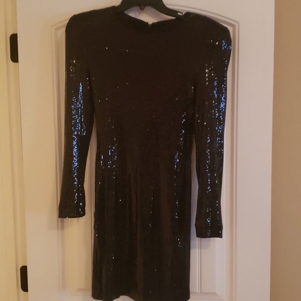 Black sequin mini dress